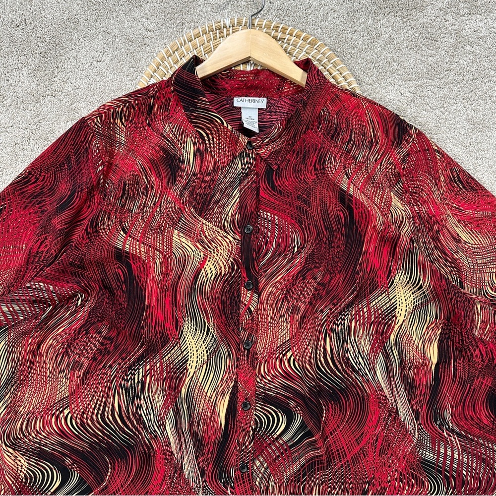 Catherines Collared Button-Up Top Blouse Asymmetr… - image 4